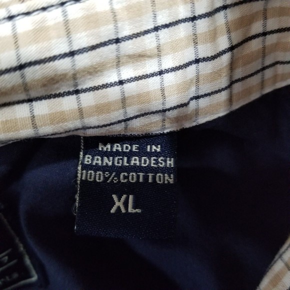 Wrangler Men's Beige Plaid Button Up Shirt Size XL Long Sleeve Cool River Cotton - Picture 5 of 11